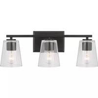 View 3 Light 120 volt Matte Black Vanity Clear Glass Light Fixture