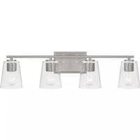View 4 Light 120 volt Brushed Nickel Vanity Clear Glass Light Fixture