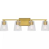 Progress Lighting 4 Light 120 volt Brushed Gold Vanity Clear Glass Light Fixture