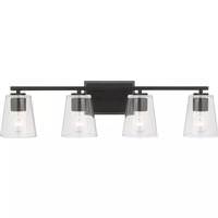 Progress Lighting 4 Light 120 volt Matte Black Vanity Clear Glass Light Fixture