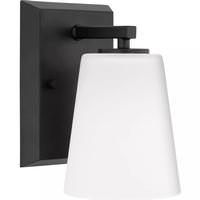 Progress Lighting 1 Light 120 volt Matte Black Vanity Etched Glass Light Fixture