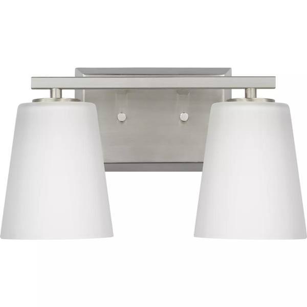2 Light 120 volt Brushed Nickel Vanity Etched Glass Light Fixture
