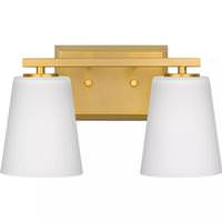 View 2 Light 120 volt Brushed Gold Vanity Etched Glass Light Fixture