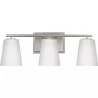 View 3 Light 120 volt Brushed Nickel Vanity Etched Glass Light Fixture