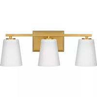 Progress Lighting 3 Light 120 volt Brushed Gold Vanity Etched Glass Light Fixture
