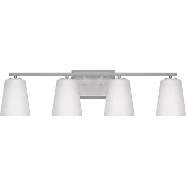 4 Light 120 volt Brushed Nickel Vanity Etched Glass Light Fixture