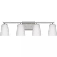 View 4 Light 120 volt Brushed Nickel Vanity Etched Glass Light Fixture