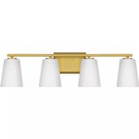Progress Lighting 4 Light 120 volt Brushed Gold Vanity Etched Glass Light Fixture