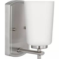 Progress Lighting 1 Light 120 volt Brushed Nickel Vanity Etched Opal Glass Light Fixture