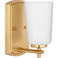 View 1 Light 120 volt Satin Brass Vanity Etched Opal Glass Light Fixture