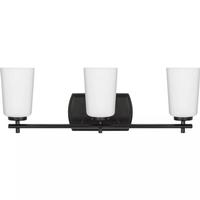 View 3 Light 120 volt Matte Black Vanity Etched Opal Glass Light Fixture