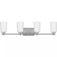 Progress Lighting 4 Light 120 volt Brushed Nickel Vanity Etched Opal Glass Light Fixture