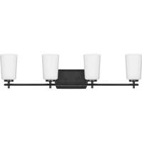 Progress Lighting 4 Light 120 volt Matte Black Vanity Etched Opal Glass Light Fixture