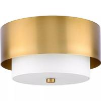 Progress Lighting 2 Light Brushed Bronze White Linen Shade Etched Glass Diffuser Ceiling Light Fixture