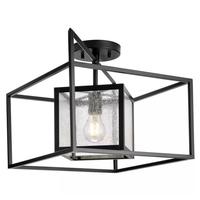 Progress Lighting 1 Light Matte Black Clear Seeded Glass Ceiling Light Fixture