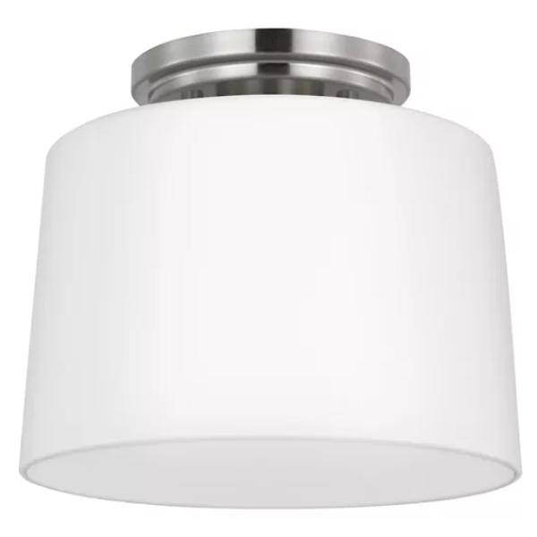 1 Light 120 volt Brushed Nickel Frosted Glass Bowl Ceiling Light Fixture