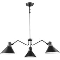 Progress Lighting 3 Light Matte Black Metal Cone Shade Chandelier Light Fixture