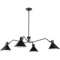 Progress Lighting 4 Light Matte Black Metal Cone Shade Chandelier Light Fixture