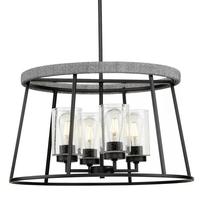 Progress Lighting 4 Light Matte Black Clear Seeded Glass Shade Chandelier Light Fixture