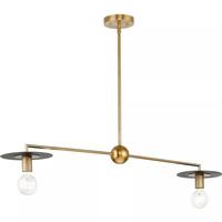 Progress Lighting 2 Light Brushed Bronze Matte Black Accent Linear Chandelier Light Fixture