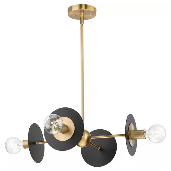 4 Light Brushed Bronze Graphite Accent Chandelier Light Fixture