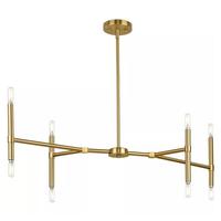 Progress Lighting 8 Light Brushed Gold Clear Glass Shade Linear Chandelier Light Fixture