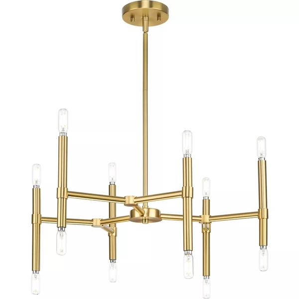 12 Light Brushed Gold Traditional Style Chandelier Light Fixture