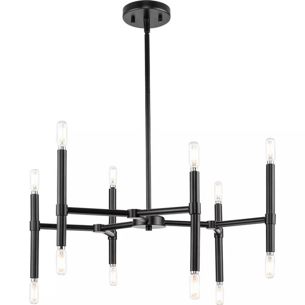 12 Light Matte Black Traditional Style Chandelier Light Fixture