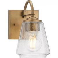 Progress Lighting 1 Light 120 volt Aged Bronze Vanity Clear Seeded Glass Light Fixture