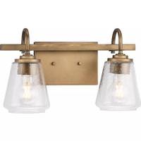 View 2 Light 120 volt Aged Bronze Vanity Clear Seeded Glass Light Fixture
