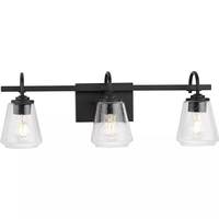 View 3 Light 120 volt Matte Black Vanity Clear Seeded Glass Light Fixture
