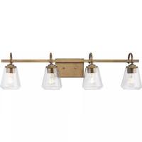 Progress Lighting 4 Light 120 volt Aged Bronze Vanity Clear Seeded Glass Light Fixture