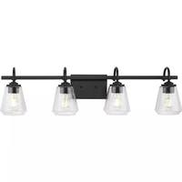 Progress Lighting 4 Light 120 volt Matte Black Vanity Clear Seeded Glass Light Fixture