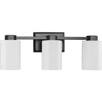 View 3 Light 120 volt Matte Black Vanity Etched Glass Light Fixture