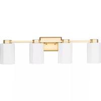 Progress Lighting 4 Light 120 volt Brushed Gold Vanity Etched Glass Light Fixture