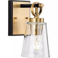 View 1 Light 120 volt Vintage Brass Vanity Clear Glass Light Fixture