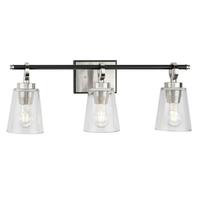 View 3 Light 120 volt Brushed Nickel Vanity Clear Glass Light Fixture