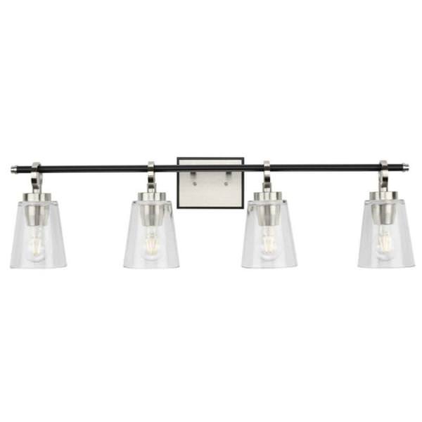 4 Light 120 volt Brushed Nickel Vanity Clear Glass Light Fixture