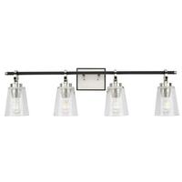 View 4 Light 120 volt Brushed Nickel Vanity Clear Glass Light Fixture