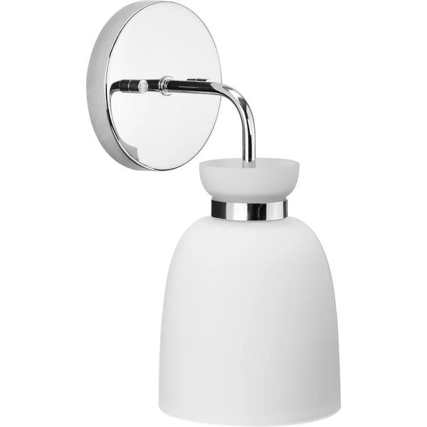 1 Light 120 volt Polished Chrome Vanity Etched Opal Glass Bell Light Fixture