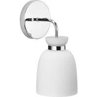 View 1 Light 120 volt Polished Chrome Vanity Etched Opal Glass Bell Light Fixture