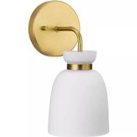 Progress Lighting 1 Light 120 volt Brushed Gold Vanity Etched Opal Glass Bell Light Fixture