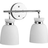 Progress Lighting 2 Light 120 volt Polished Chrome Vanity Etched Opal Glass Bell Light Fixture