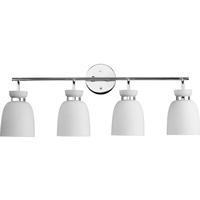 View 4 Light 120 volt Polished Chrome Vanity Etched Opal Glass Bell Light Fixture
