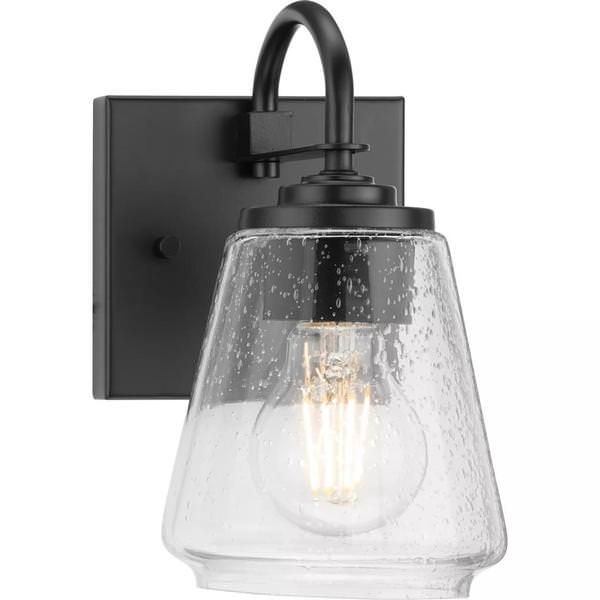 1 Light 120 volt Matte Black Vanity Clear Seeded Glass Light Fixture