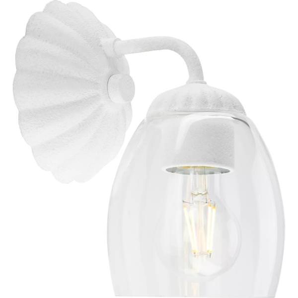 1 Light 120 volt White Plaster Vanity Clear Glass Light Fixture