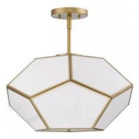 Progress Lighting 3 Light 120 volt Vintage Brass White Art Glass Ceiling Light Fixture