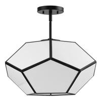 Progress Lighting 3 Light 120 volt Matte Black White Art Glass Ceiling Light Fixture
