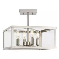 Progress Lighting 4 Light 120 volt Brushed Nickel Clear Flat Glass Panels Ceiling Light Fixture