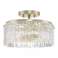 Progress Lighting 2 Light Gilded Sliver Clear Pressed Glass Flat Ceiling Light Fixture